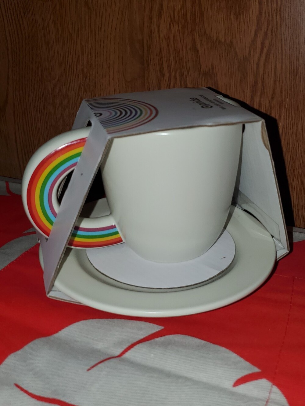 NWT Target Pride 2025 Rainbow Tea Cup and Saucer Plate Stoneware Set - Off White